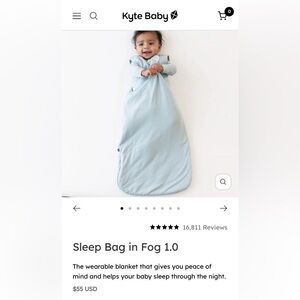 Kyte Baby 1.0 TOG Sleep Sack, size L in Fog